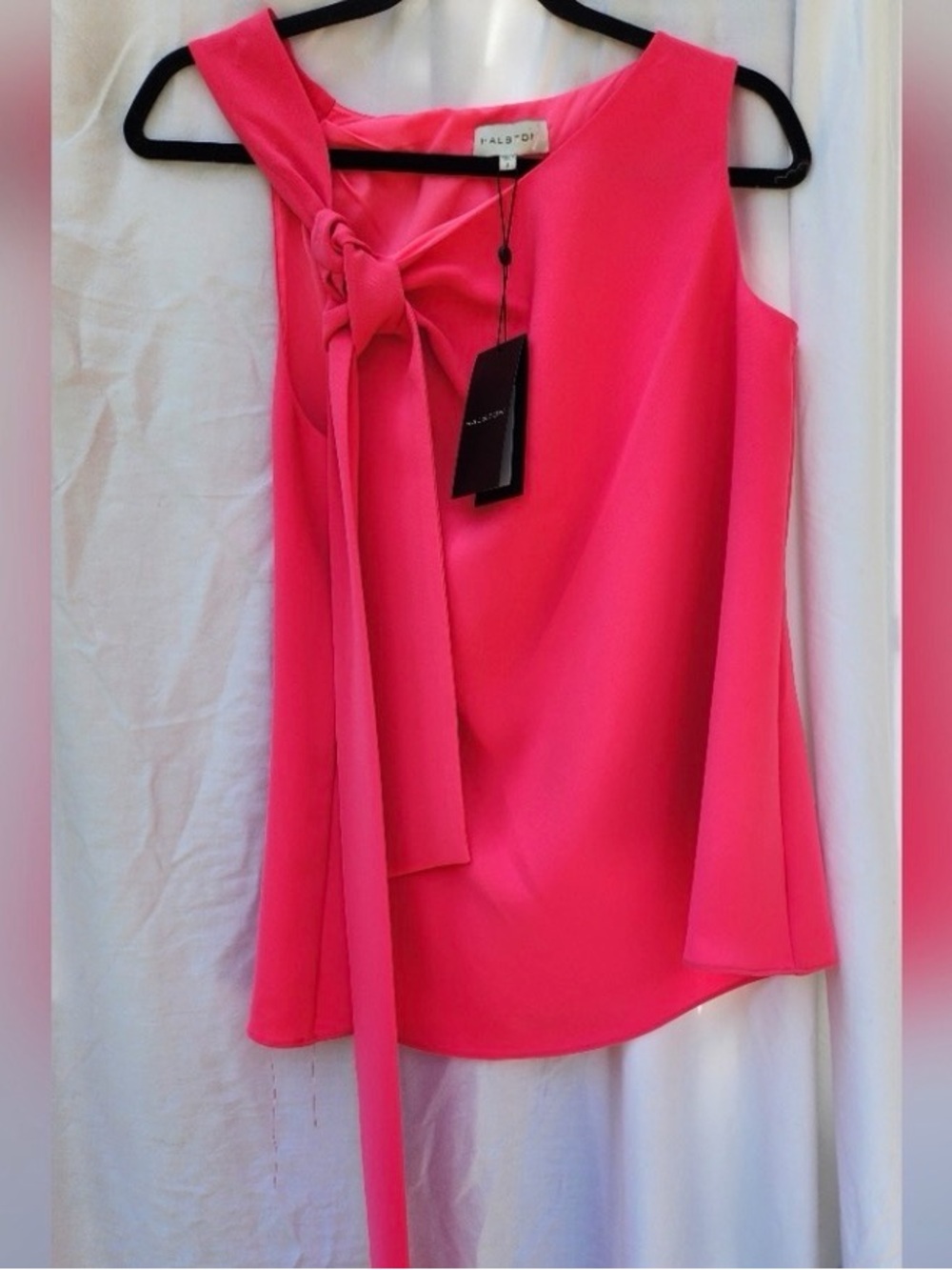 H by Halston Hot Pink Sleeveless Tie-Neck Blouse